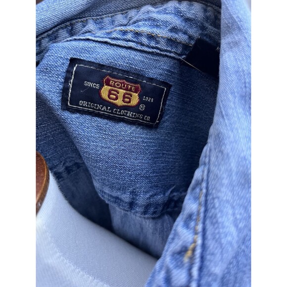 Vintage Route 66 Men XL Shirt Button Down Denim Original Blue 90s Western - Picture 4 of 8